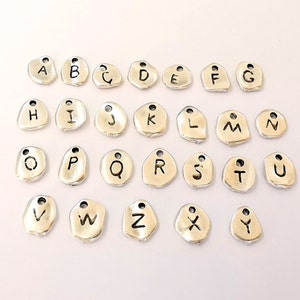 Initial letter charm,Personalized initial letter charm, Add on letter charm, Add on initial, Antique silver plated, Alphabet 10x7mm G23528