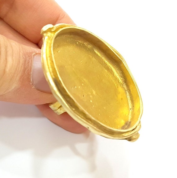 G7510 Raw Brass Ring Blank Bezel Settings Cabochon Base Mountings Adjustable 6mm blank