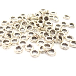 Silver Rondelle Beads Antique Silver Plated Beads 6mm  G9977