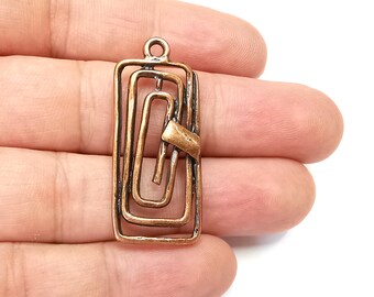 Dijes en espiral chapados en cobre antiguo, componentes para pendientes (42 x 18 mm) G28426