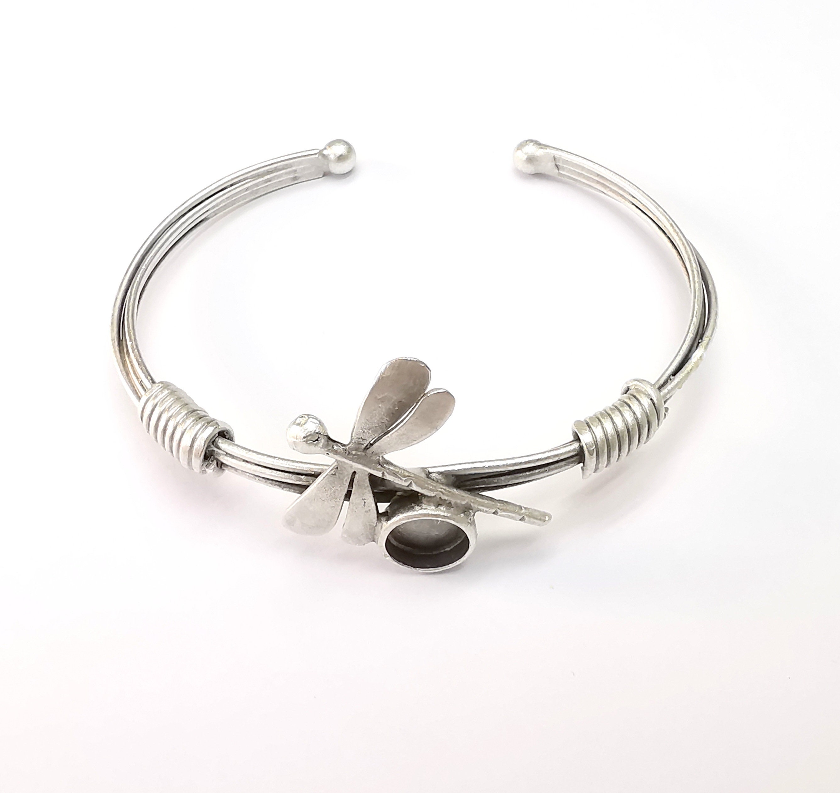 Dragonfly Bracelet, Wire Wrapped Cuff, Bangle Bezel, Resin Dragonfly Bracelet, Wire Wrapped Cuff, Bangle Bezel, Resin