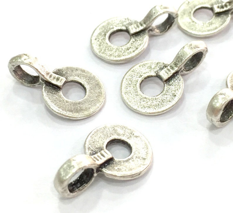 4 Silver Charms Antique Silver Plated Brass Charms 18x11mm G4147 image 1