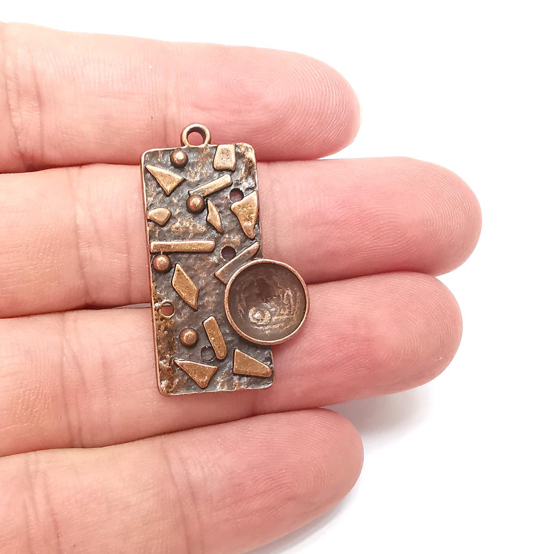 Copper Round Charms Blank, Charms Base, Cabochon Bezel, Inlay Mounting ...