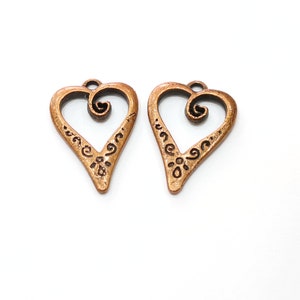 Copper Charms, Heart Charms, Earring Parts, Necklace Parts, Bracelet Materials, Anklet Charms, Antique Copper Plated Charms 25x17mm G19998 image 4