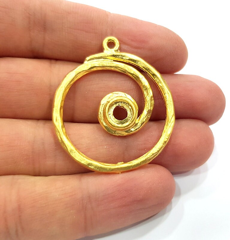 Spiral Charms Gold Plated Charms Gold Plated Metal 36mm Etsy