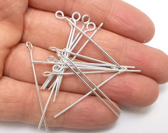 Sterling Silver Loop Head Pins, 1.6'', 18ga Long Pin (length Sterling Silver Loop Head Pins, 1.6'', 18ga Long Pin (length