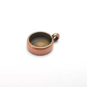 Round Pendant Blanks, Resin Bezel Base, Mosaic Mountings, Antique Copper Plated  (10mm Blank Size) G29442