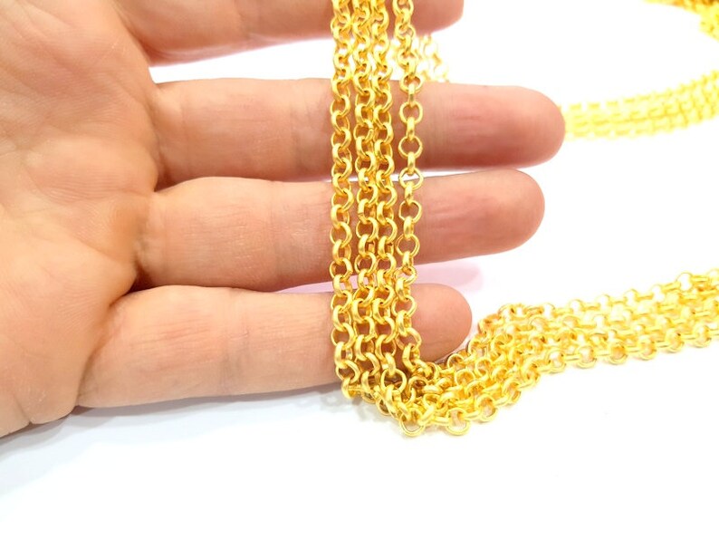 5 metros 165 pies 4 mm cadena rolo chapada en oro G9813 Etsy