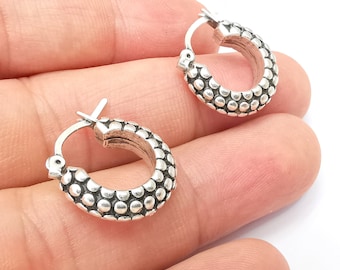 Silber meliert Hoop Ohrringe, Antikes Silber überzogene Hoop Ohrring, Zubehör (17 mm) G33820