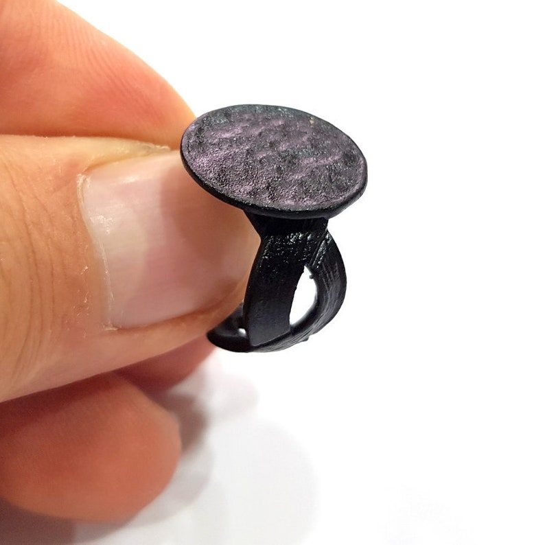 Black Plated Brass G15047 Black Ring Blank Settings Cabochon Mountings 16 mm blank