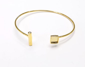 Shiny Gold Square Bracelet Blanks, Cuff Bezels Cabochon Bases Resin Mountings, Cuff Frame, Adjustable Gold Plated Brass (6mm bezel) G26526