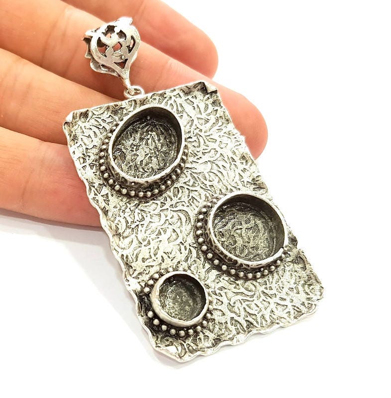 Silver Pendant Blank Bezel Base Setting Necklace Blank Resin Etsy
