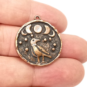 Raven Moon Charms Crescent Stars Charms Moonrise Pendant Antique Copper Plated Charms (30x26mm) G28165