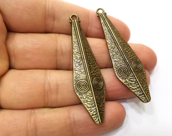 2 Antique Bronze Charms Antique Bronze Plated Charms (57x15mm) G18283