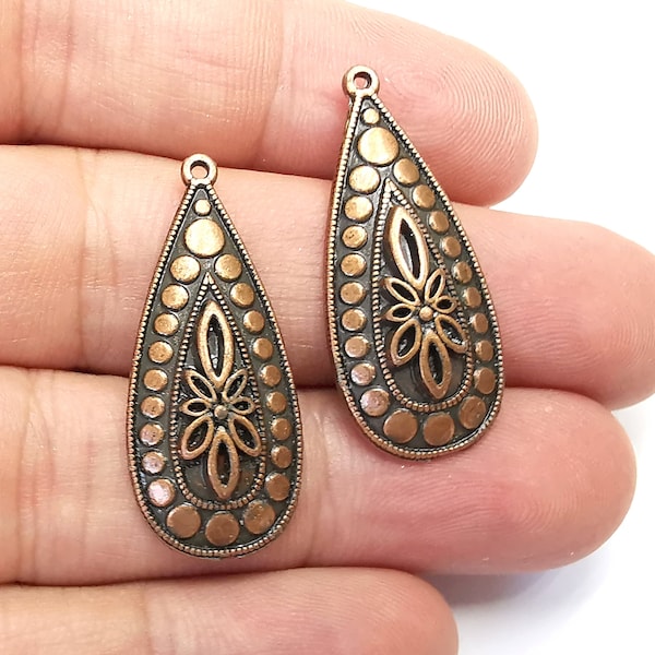 Flower  Drop Charms Antique Copper Plated Charms (34x15mm)  G28377