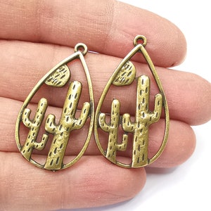 2 Cactus Charms Antique Bronze Plated Charms (42x24mm)  G27266