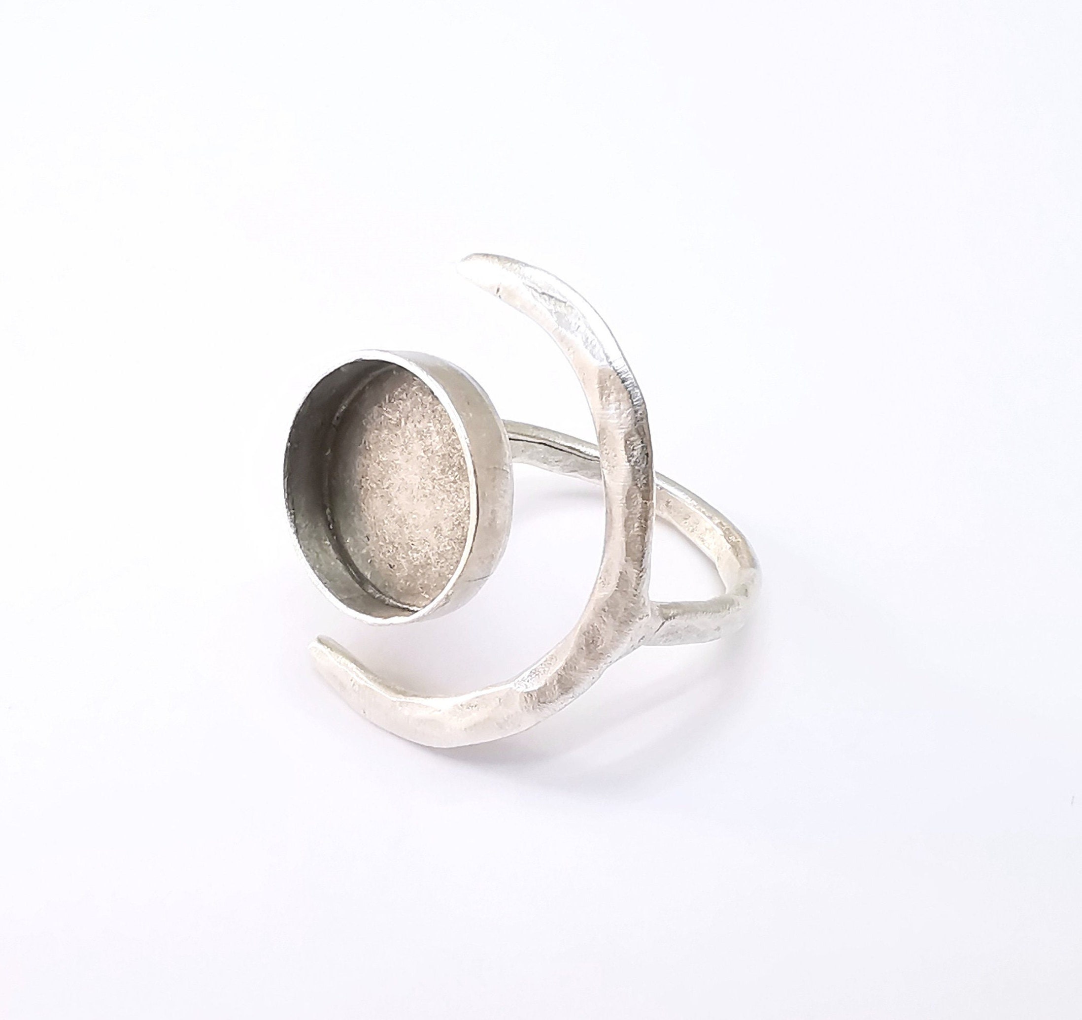 Crescent Ring Setting, Moon Ring, Celestial Ring, Cabochon