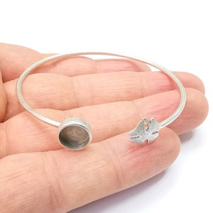 Clover Bracelet Bezel Blank Resin Bezel Cabochon Cuff Base Settings Adjustable Bracelet Antique Silver Plated Brass (9x6mm Bezel) G29908