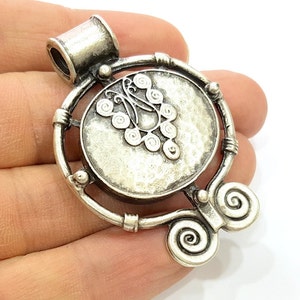 Tribal Pendants Ethnic Pendant 54x40mm Antique Silver Plated G6681 image 2