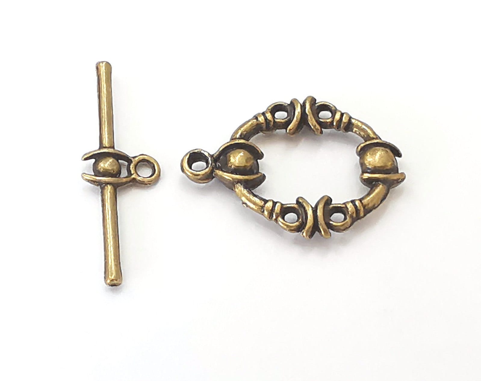 Toggle Clasps 10 sets Antique Bronze Plated Toggle Clasp Findings 21x16mm+24x7mm  G25541