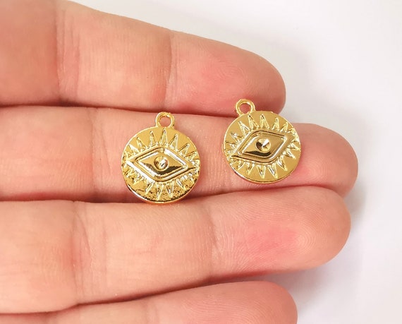 4 Eye Charms 24K Shiny Gold Plated Charms 18x15mm G25141 