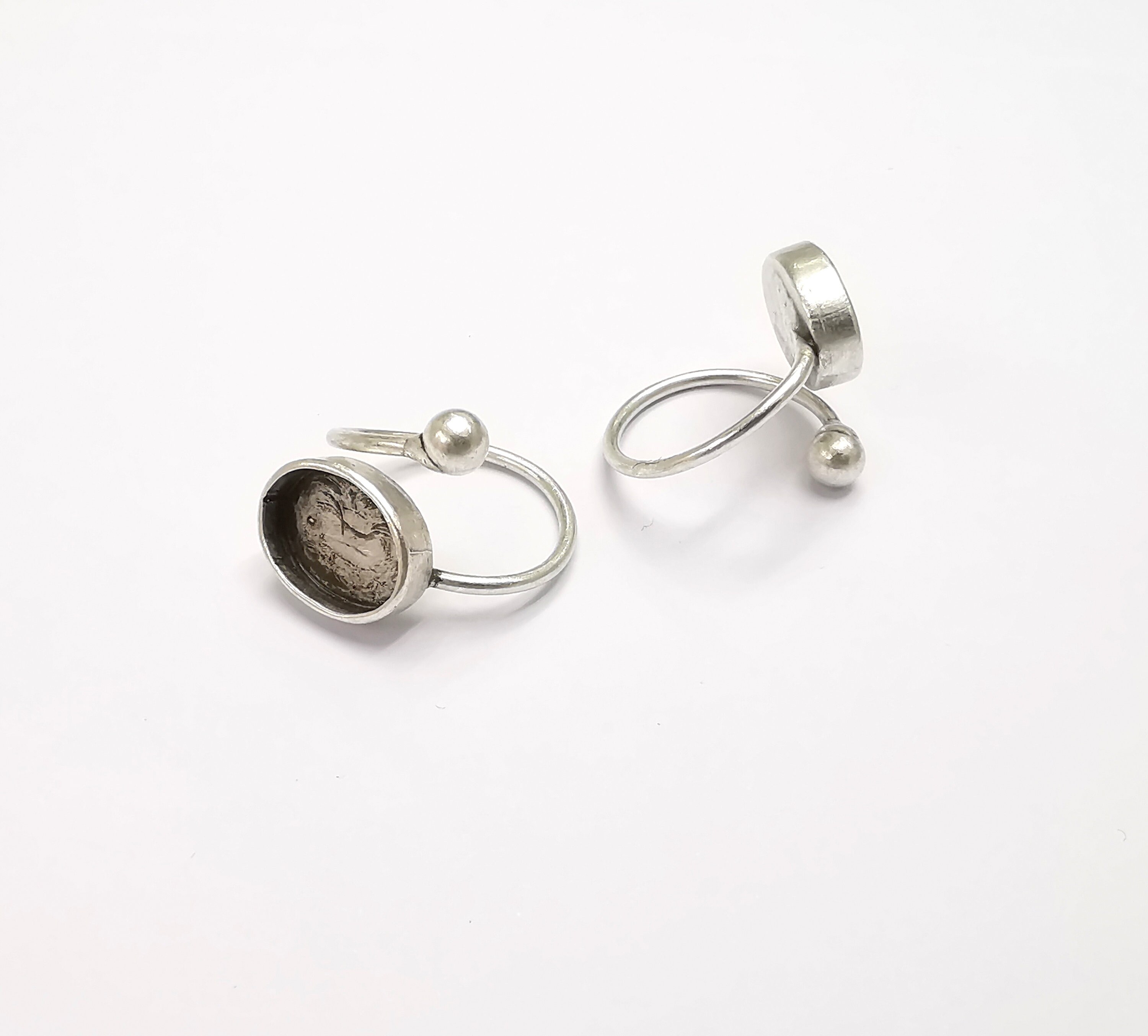 Ring Blanks Silver Ball Head Oval Ring Setting Cabochon Mounting