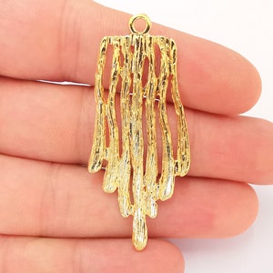 Gold Stalactites Charms 24k Shiny Gold Plated Charms (57x25mm)  G23016