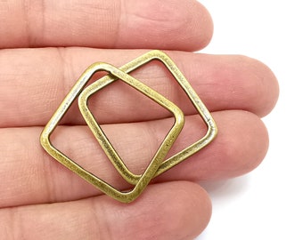 Quadratischer Verbinder Charms antike Bronze überzogene Erkenntnisse (26 mm) G28074