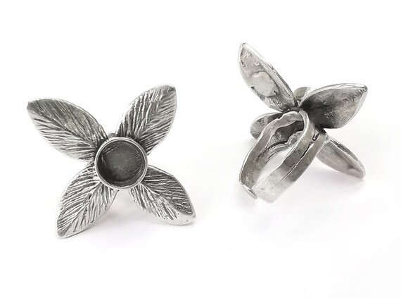 Leaf Leaves Silver Ring Setting Blank Cabochon Mounting Adjustable Ring  Base Bezel Antique Silver Plated Brass (8mm) G26588 - Etsy Canada