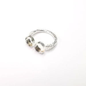 Sterling Silver Ring Blank Bezel 925 Silver Ring Setting Resin Ring Blank Cabochon Ring Mounting Adjustable Ring Base (8mm round) G30391