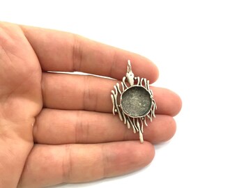 Antique Silver Round Pendant Blank Base Bezel – 15mm, Brass, Resin Ready, G5956