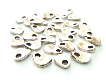 50 Silver Flake Charm Silver Charms Antique Silver Plated Metal (11x9mm) G8116