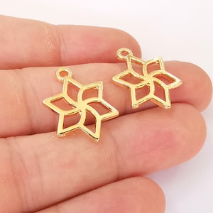 4 Pinwheel Charms 24K Shiny Gold Plated Charms (23x17mm)  G23334