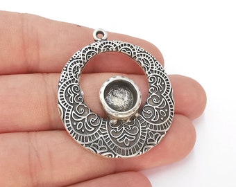 Silver Pendant Blank Bezel Base Setting Necklace Blank Resin Blank Mountings Antique Silver Plated ( 10 mm blank )  G22884