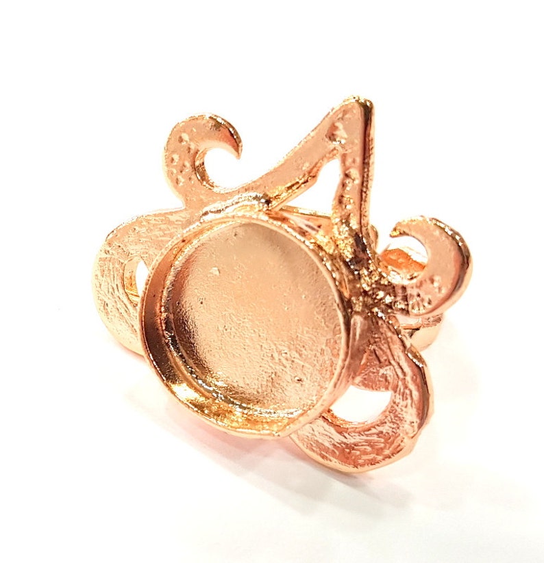 G6461 16 mm blank Rose Gold Ring Blank Base Bezel Settings Cabochon Base Mountings Adjustable