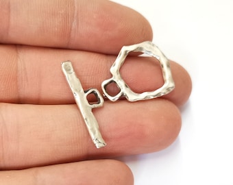 Silver Toggle Clasps  Antique Silver Plated Toggle Clasp Findings 23x18mm+28x8mm  G21103