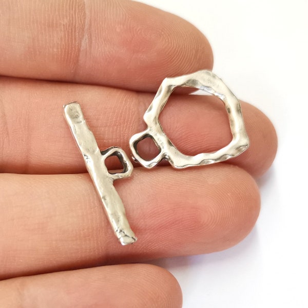 Silver Toggle Clasps  Antique Silver Plated Toggle Clasp Findings 23x18mm+28x8mm  G21103