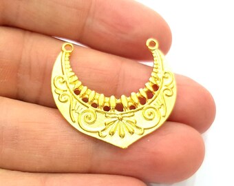 2 Gold Charm Gold Plated Charms  (33x29 mm)  G12325