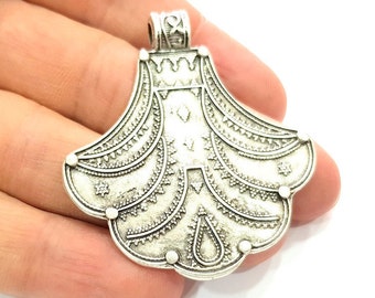 Silver Pendant Antique Silver Plated Metal (55x49mm) G12361