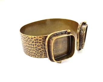 Bronzo antico Bracciale Blanks Polsino Blanks Bracciale regolabile Blank Antique Bronze Plated Brass (20mm square Blanks) G7724