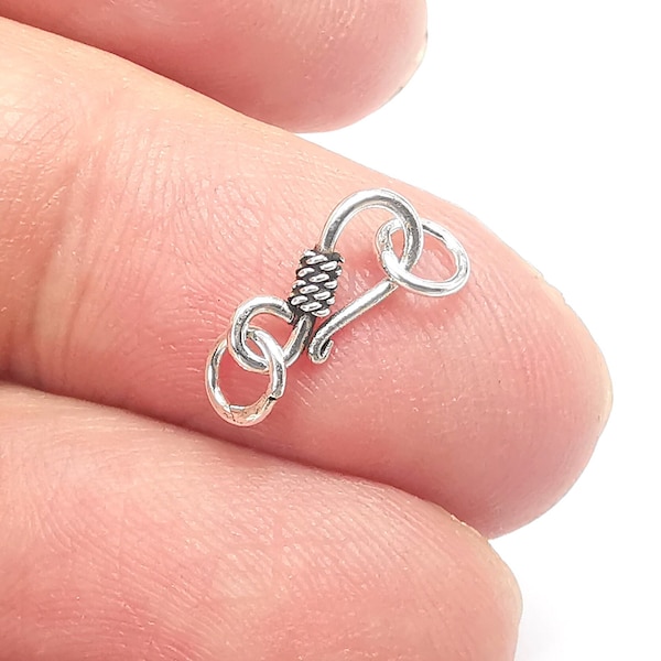 Sterling Silver Hook Clasp, S Hook, Attachment Rings, Hook and eye, Jewelry, Bracelet, Necklace Clasps, 925 Silver Findings (17x5mm) G30434