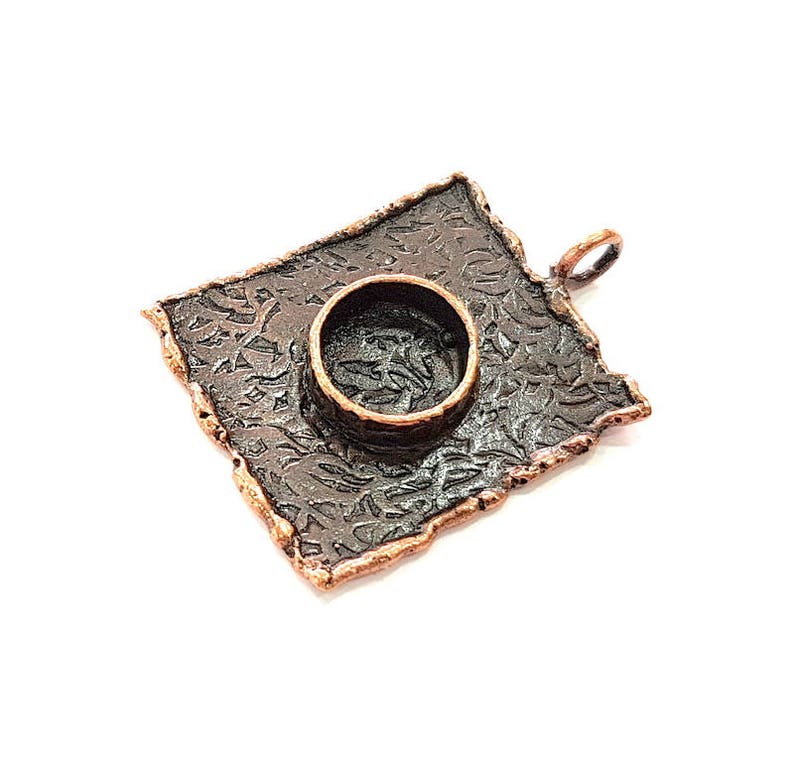 G8789 27x25mm Antique Copper Pendant Blank Mosaic Base Blank inlay Blank Necklace Blank Resin Blank Mountings Antique Copper Plated Brass
