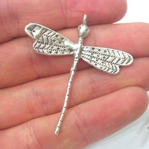 Dragonfly Pendant Silver Pendant Antique Silver Plated Brass   G16290