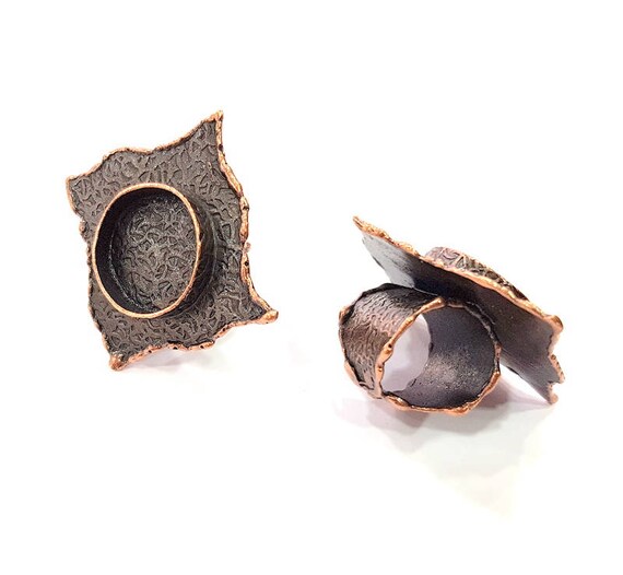 10mm blank Antique Copper Plated Brass G19622 Copper Ring Blank inlay Ring Blank Mosaic Ring Bezel Base Settings Cabochon Mountings