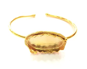 Gold  Bracelet Blanks Cuff Blanks Adjustable Bracelet Blank Gold Plated Brass (30x16 mm Blanks ) G12693