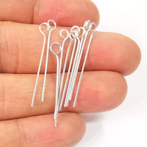 10 Sterling Silver Loop Head Pin (32mm)  925 Silver Headpin Findings G30200