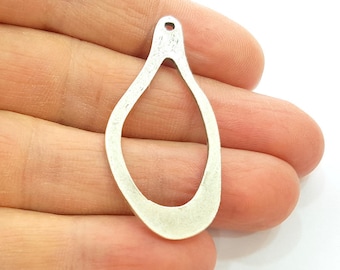 Silver Drop Pendant Antique Silver Plated Pendants (46x22mm) G7500