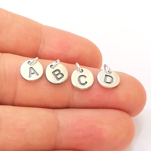 Initial Charms, Letter Charm, Sterling Silver, Solid Silver, Add on letter charm with loop, 925 Silver Alphabet personnalisé 8mm G30182