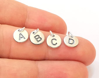 Initial Charms, Letter Charm, Sterling Silver, Solid Silver, Add on letter charm with loop, 925 Silver Personalized Alphabet 8mm G30182