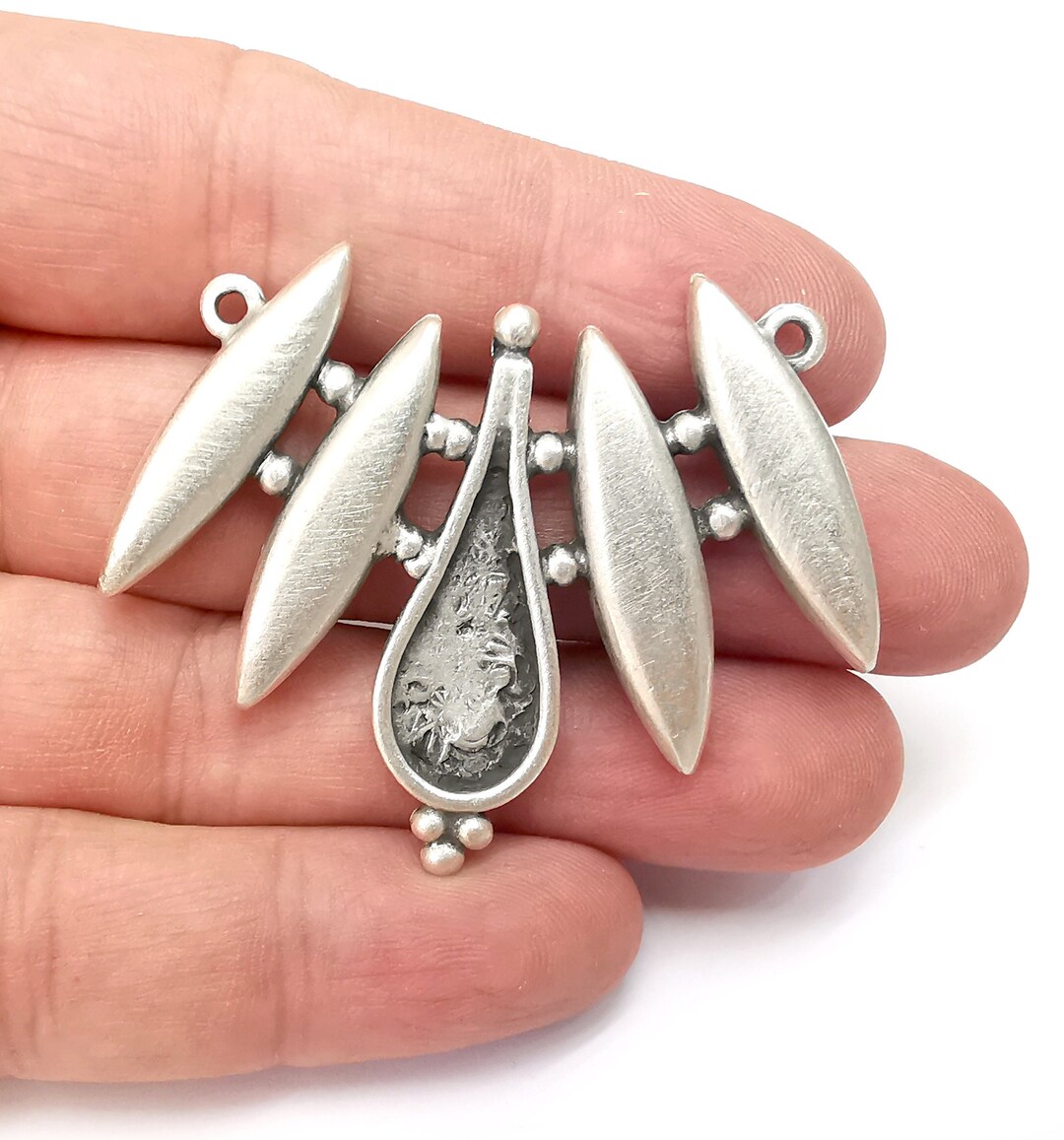 Silver Drop Charms Blank, Connector Charms Base, Cabochon Bezel, Inlay ...